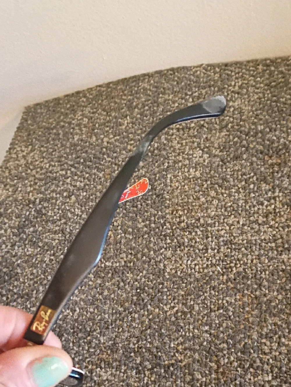 Ray Ban Black Rectangular Prescription Glasses with Red Temple Accents Frames